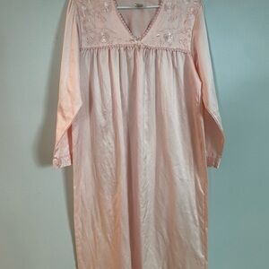 Blush Pink Embroidered vintage maxi lingerie nightgown size medium